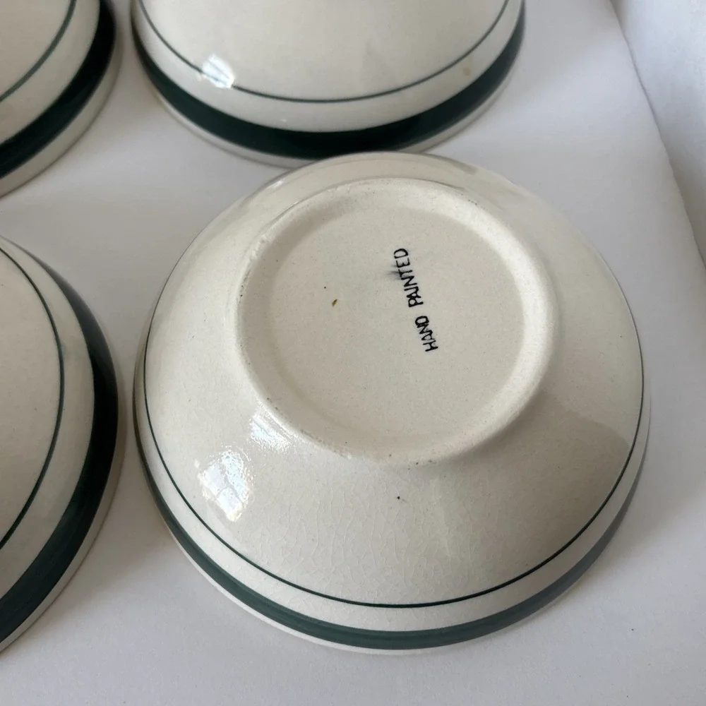 Vintage Pennsylvania Dutch Folk Art 6 Piece Serving Bowls Set Hand Painted